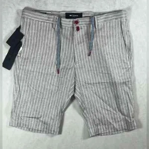 NWT Linen Blend 36W Kiton Chalk stripe Gray Flat Front Shorts Brand New Italy - Bild 1 von 16