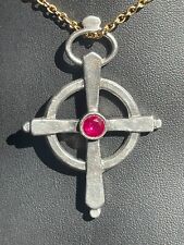 Handmade Cross Relic with Ruby, and Olive Wood Ash from Bethlehem