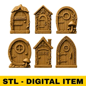 Fairy Door STL Bundle for CNC 3D Printing Set of 6 Whimsical Fantasy Doors - Picture 1 of 7
