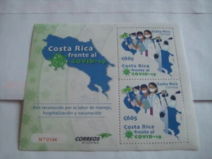 2022 Costa Rica Miniature Sheet of 2 Stamps on Fight against Pandemic - MNH - Picture 1 of 5