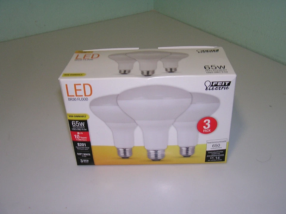 Feit BR30/10KLED/3 LED Flood Light Bulbs, Soft White, Indoor Use, 13-Watts, - Image 1 of 1