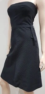 PIAZZA SEMPIONE Black Cotton Textured Bandeau Sleeveless Short Dress IT40 UK8 - Picture 1 of 11
