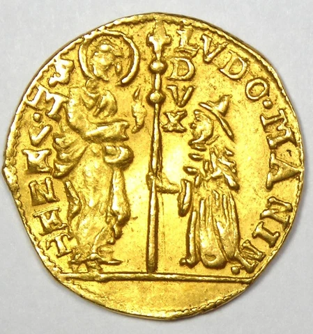 1789-97 Italy Venice Manin Gold Zecchino 1Z - Choice AU / UNC MS - Rare Coin! Cover