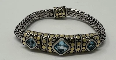 JOHN HARDY STERLING  SILVER 18K BLUE TOPAZ BRACELET - Image 1 of 4