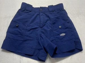Pantaloncini da Pesca Aftco Ragazzo Taglia 26 Blu Navy Nylon 5” Tasche con Cuciture Interne - Foto 1 di 9