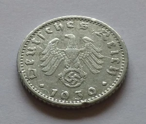 Alemania, Tercer Reich 50 Reichspfennig 1939 F, Segunda Guerra Mundial - Esvástica - Imagen 1 de 2