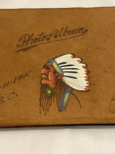 Álbum de fotos de cuero vintage Indian Head Vancouver BC Canadá - FIRMADO 1944 - Imagen 1 de 13