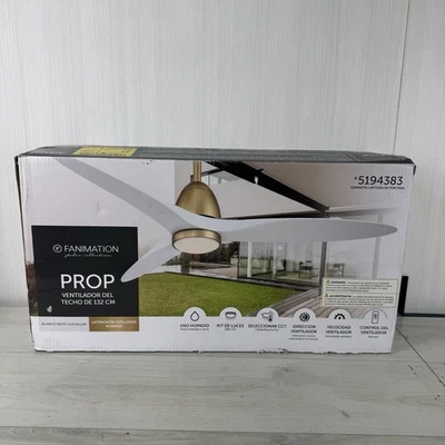 Fanimation Studio Collection Prop 52 pulgadas latón satinado cepillado hoja blanca 5194383 Foto 1 de 4