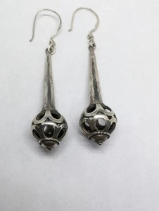 Balinese Style Open Work Sterling Silver Drop Earrings .Q24 - Picture 1 of 6