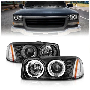 Anzo 111192 Headlight For GMC Sierra 1500 1999-2006 Left & Right Black Housing - Picture 1 of 6