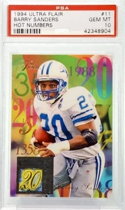 1994 Ultra Flair Barry Sanders HOT NUMBERS Insert - PSA 10 Gem Mint - Picture 1 of 2