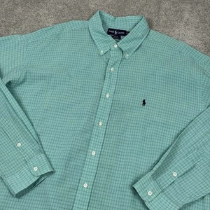 Polo Ralph Lauren Blake Shirt 2XL Men's Green Button Up Shirt Long Sleeve Plaid - Picture 1 of 5