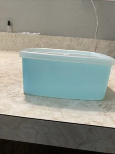 Contenitore portaoggetti vintage Tupperware #311 base blu e coperchio trasparente - Foto 1 di 9