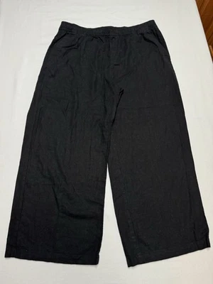 Calça Old Navy preta linho rayon tamanho grande perna reta Flowy Beachy - Imagem 1 de 4