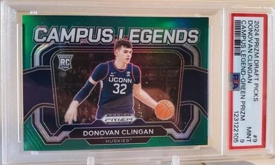 Tarjeta DONOVAN CLINGAN 2024 Prizm DP Green Refractor #9 PSA 9 Rookie BLAZERS RC Foto 1 de 3