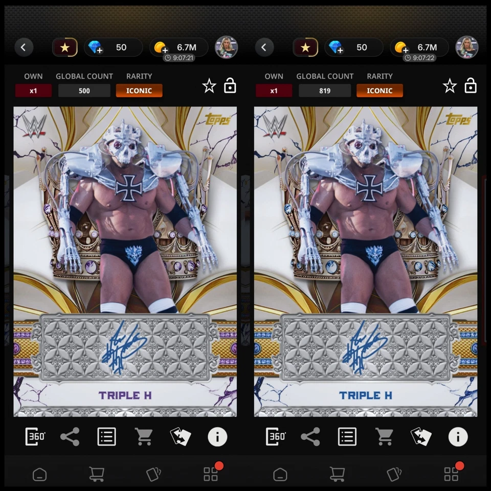 Topps WWE SLAM *DIGITAL* - Reverence Iconics - Triple H 500CC & 819CC - Image 1 of 1