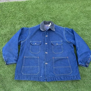 Vintage Big Mac Denim Chore Jacket Size 48 Dark Wash Union Made USA - Picture 1 of 13