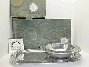 Wilton Armetale Reggae Pewter 18" Oval Serving Platter and 10" Serving Bowl - Picture 1 of 9