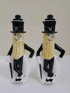 1950s Mr. Peanut Figural Oil & Vinegar Cruets Pair with Toppers Ceramic Planters - Picture 1 of 15