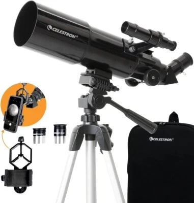 Celestron Travel Scope 80mm f/5 Alt-Az Refractor Telescope w/ smartphone adapter - Image 1 of 4
