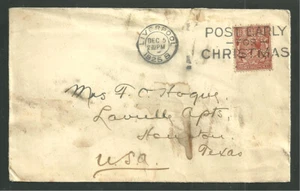 Vintage 1925 Postal Cover Sent from Liverpool England Britain to Houston Texas - Picture 1 of 2