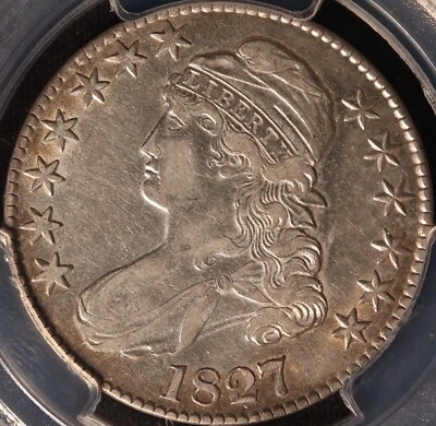 1827 Capped Bust Half Dollar, PCGS XF40, Mint Luster, O-112, Nearly Full White! - Image 1 of 4