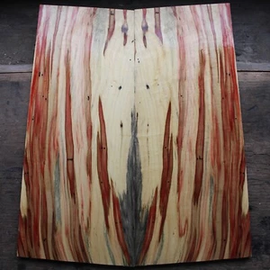 Curly red flame box elder maple drop top .34" thk bass guitar tonewood 2560 - Picture 1 of 11
