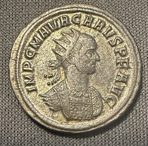 Carus 282/3AD Argentato Antoniniano PROVIDENTE AVGG Roma Zecca 22mm 4g - Foto 1 di 3