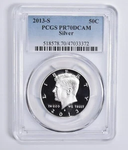 PR70 DCAM 2013-S Silver Kennedy Half Dollar PCGS Blue Lbl - Picture 1 of 5