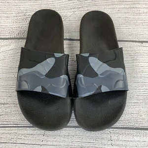 DANWARD Italian Made Camouflage Slides Men Size 8 Wide Black Slip On Sandals NEW - Picture 1 of 9