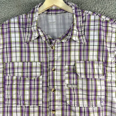 Camisa Columbia Hombres Grande Púrpura Cuadros PFG Pesca Ventilada Aire Libre Caza Camping Foto 1 de 4