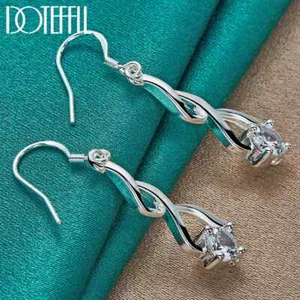 DOTEFFIL Orecchino a Goccia Geometria Argento Sterling 925 AAA Zircone Gioielli Matrimonio - Foto 1 di 6