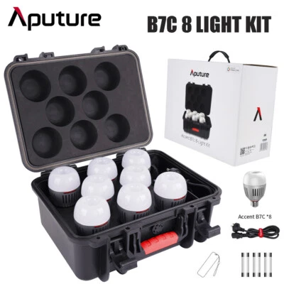 Aputure Accent B7C 8-Light Kit RGBWW Smart Light Bulb 2000K-10000K Charging Case - Image 1 of 4
