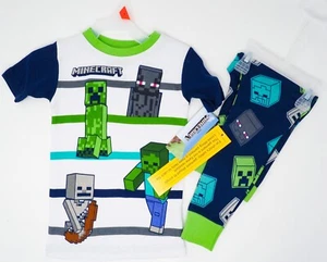 Minecraft Boy's Pajamas Size 4 NWT SNUG FIT Cotton Green Blue - Picture 1 of 1