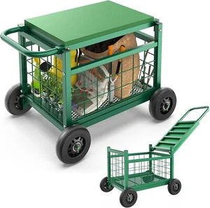 Rolling Garden Work Seat with Wheels, Heavy Duty Gardenning Cart with Seat - Picture 1 of 7