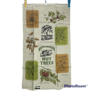 Kay Dee Linen Tea Towel American Nut Trees by Don Henry Kitchen Vintage with Tag - Picture 1 of 6