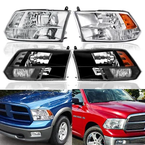 Fits Dodge Ram 1500 - 3500 2009-2018 Headlights Assembly Pair Chrome/Black - Bild 1 von 39