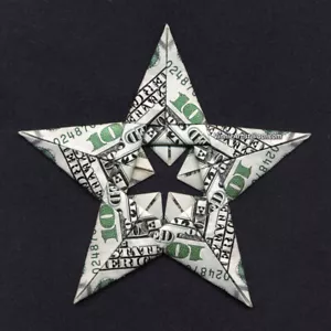 Dólar Origami 5 Puntos ESTRELLAS Hecho con DINERO REAL Efectivo Regalo de Navidad - Imagen 1 de 14