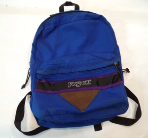 Vintage Jansport blue sm Backpack Geometric Leather Patch Southwestern - Picture 1 of 7