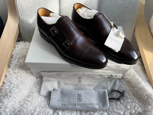 BRAND NEW Brunello Cucinelli Leather Double Monk Strap Dress Shoes Size 41 - Picture 1 of 3