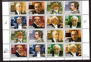 Scott #3165a Classical Composer & Conductors Plate Block of 16 Stamps MNH Bottom - Picture 1 of 1