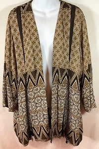 Dorothy Schoelen Platinum open front jacket blazer brown black Geometric sz L - Picture 1 of 11