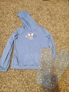 Girls Size 14 (L) Ella & Bow 2 Piece Outfit Pants/Pullover Blue Butterflies - Picture 1 of 6