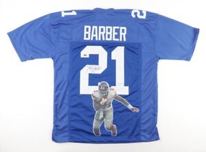 Tiki Barber Signed New York Giant Photo Jersey (Steiner) 3×Pro Bowl RB 2004–2006