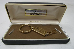 Vintage Anson Gold Tone Golf Theme Separable Key Chain Ring in Original Box - Picture 1 of 5