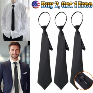 PreTied Men&Women Necktie Solid Color Adults Adjustable Zipper Neck Tie Gifts US - Picture 1 of 12