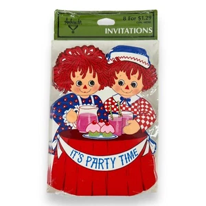 VINTAGE 1974 Hallmark Raggedy Andy Raggedy Ann 8 Party Invitations Cards SEALED - Picture 1 of 7