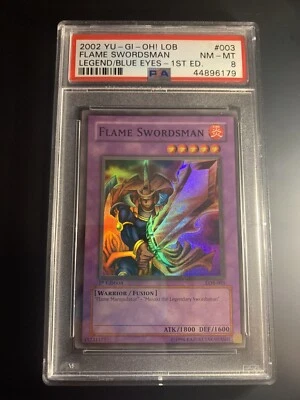 Yugioh PSA 8 Flame Swordsman LOB 1st Edition - Image 1 of 2
