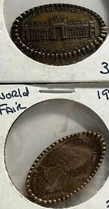 2 Elongated Rolled 1904 World’s Fair Indian CENT Lot Palace & Festival Hall Set! - Picture 1 of 4