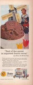 1958 Bordens Dutch Chocolate Almond Ice Cream Print Ad Elsie Cow Cocoa Holland - Bild 1 von 1